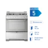 Cocina Fensa F5500 T Inox a gas con 5 quemadores, horno de 85.56 litros y tecnología VaporBake.