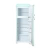 Refrigerador retro Libero de dos puertas color verde agua con etiqueta de eficiencia energética A+ y capacidad de 203 litros. Dimensiones: Alto 148 cm, Ancho 54 cm, Profundidad 58 cm.