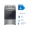 Cocina Midea 4P MCG4QI24NS a gas con 4 quemadores, horno de 68 litros y diseño Charcoal Grey.