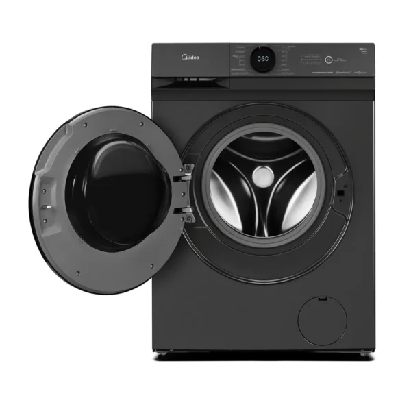 Lavadora Midea MF200D130WB/T frontal de 12.5 kg con tecnología HealthGuard Care y diseño Titanium.