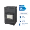 Estufa a gas infrarroja Sunny-Red SR-6250NG de 4.2 kW con 3 placas calefactoras para grandes espacios.