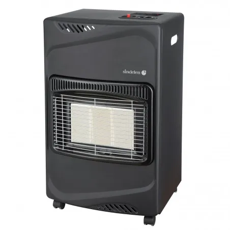 Estufa a gas infrarroja Sunny-Red SR-6250NG de 4.2 kW con 3 placas calefactoras para grandes espacios.