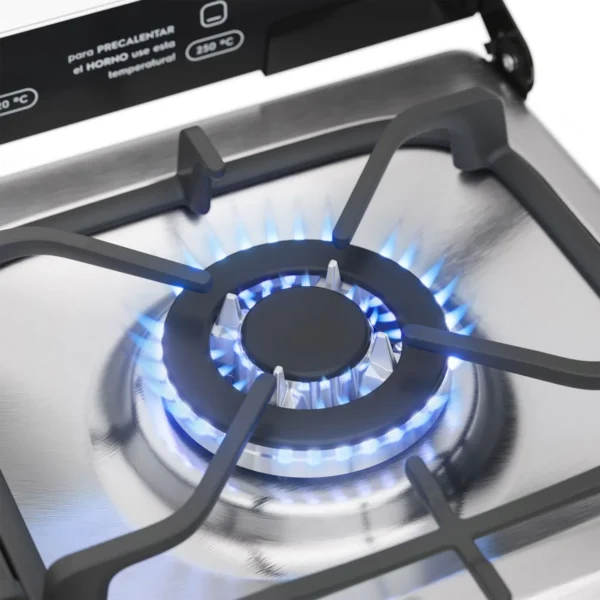 Cocina a gas Fensa de cuatro platos modelo F 2808 T, color blanco. Dimensiones: Alto 93.6 cm, Ancho 55 cm, Profundidad 57.7 cm.