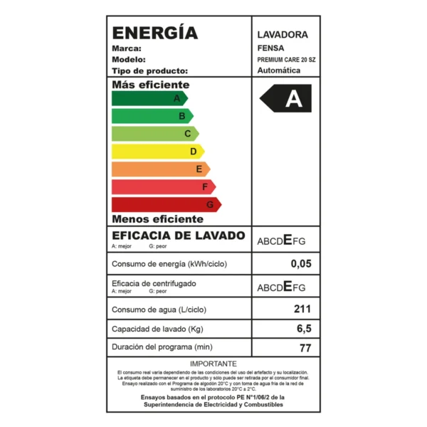 Lavadora Automática Fensa 20Kg Premium Care 20SZ de carga superior con 20 kg de capacidad y panel digital.