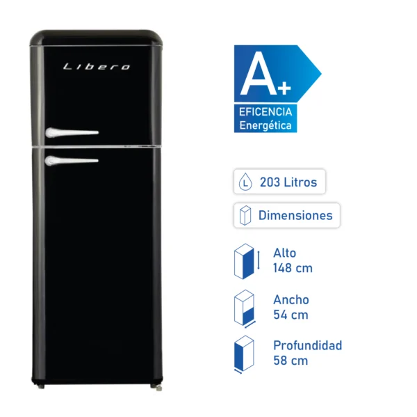 Refrigerador Libero Retro LRT-210DFNR Negro