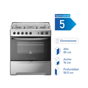 Cocina Mademsa 5P M920 T a gas con 5 quemadores y horno de 85.56 litros.