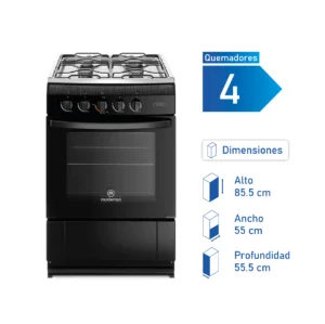 Cocina Mademsa MV120 T a gas con 4 quemadores, horno de 65 litros y revestimiento Fast Clean.