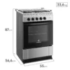 Cocina Mademsa MV220T a gas con 4 quemadores, horno de 65 litros y cubierta de acero inoxidable.