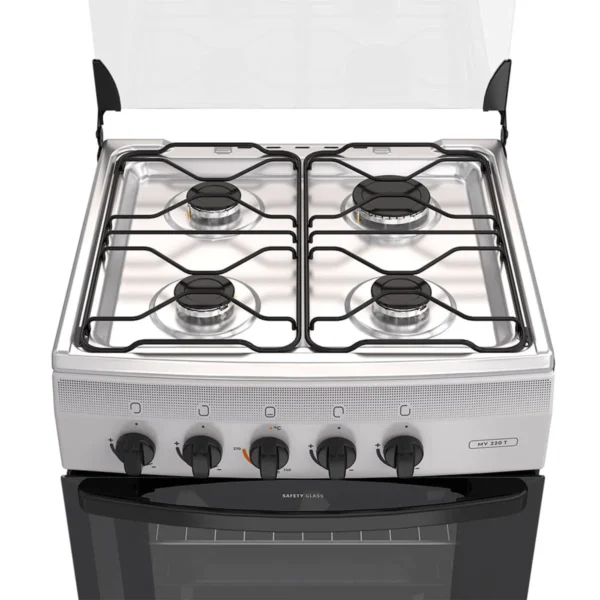 Cocina Mademsa MV220T a gas con 4 quemadores, horno de 65 litros y cubierta de acero inoxidable.