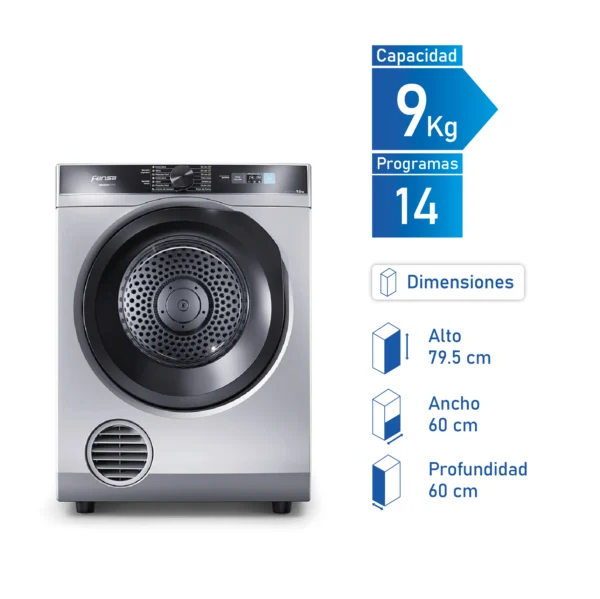 Secadora de Ropa Fensa Premium Care Pro 9D de 9 kg de capacidad con tecnología AutoSense y reducción de arrugas.
