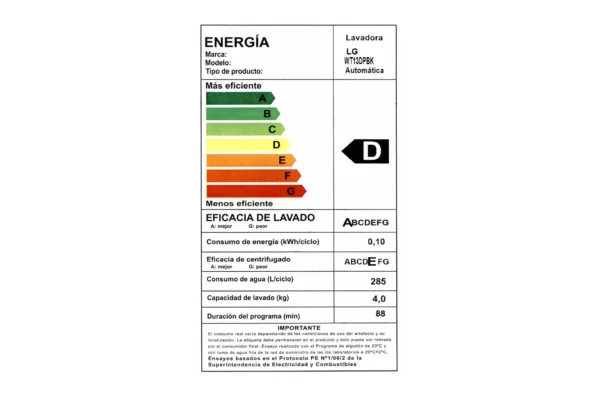 Lavadora Carga Superior LG WT13WPBPK de carga superior con 13 kg de capacidad y Motor Smart Inverter.
