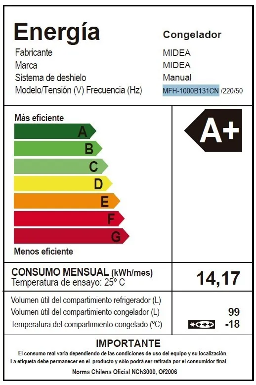 Freezer Horizontal Frío Directo 99 lts MFH-1000B131CN