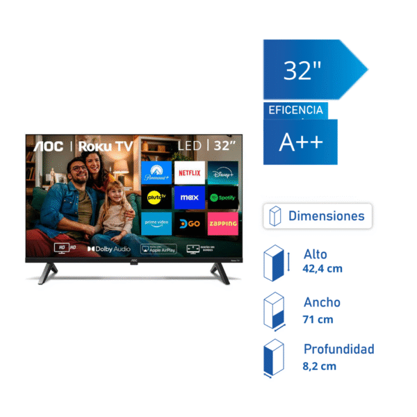 40 Televisor LED 32” AOC 32S5045 Roku TV Smart TV HD