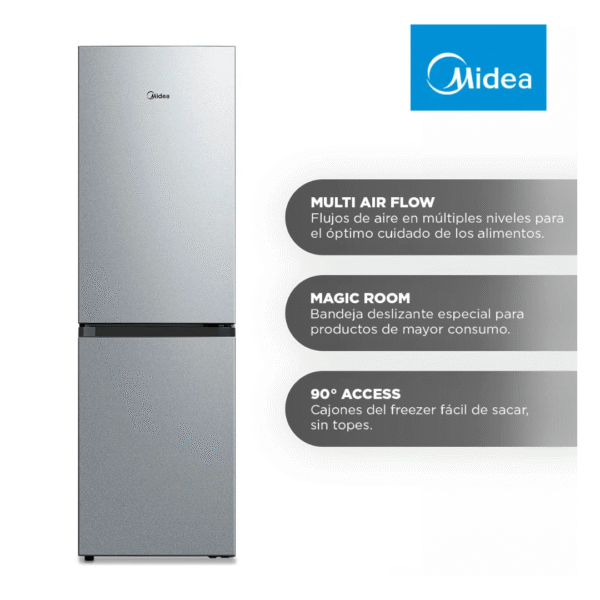 Refrigerador Midea Bottom Freezer No Frost Light Silver 273 lts