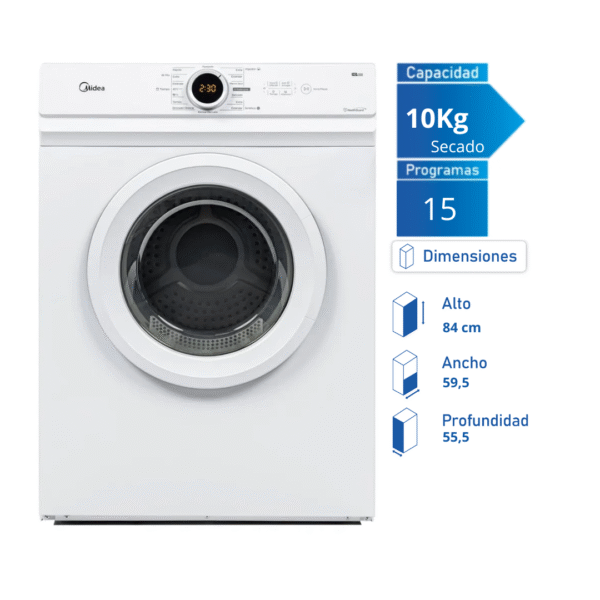 Secadora Midea Eléctrica Ventilación Lunar Blanca 10KG